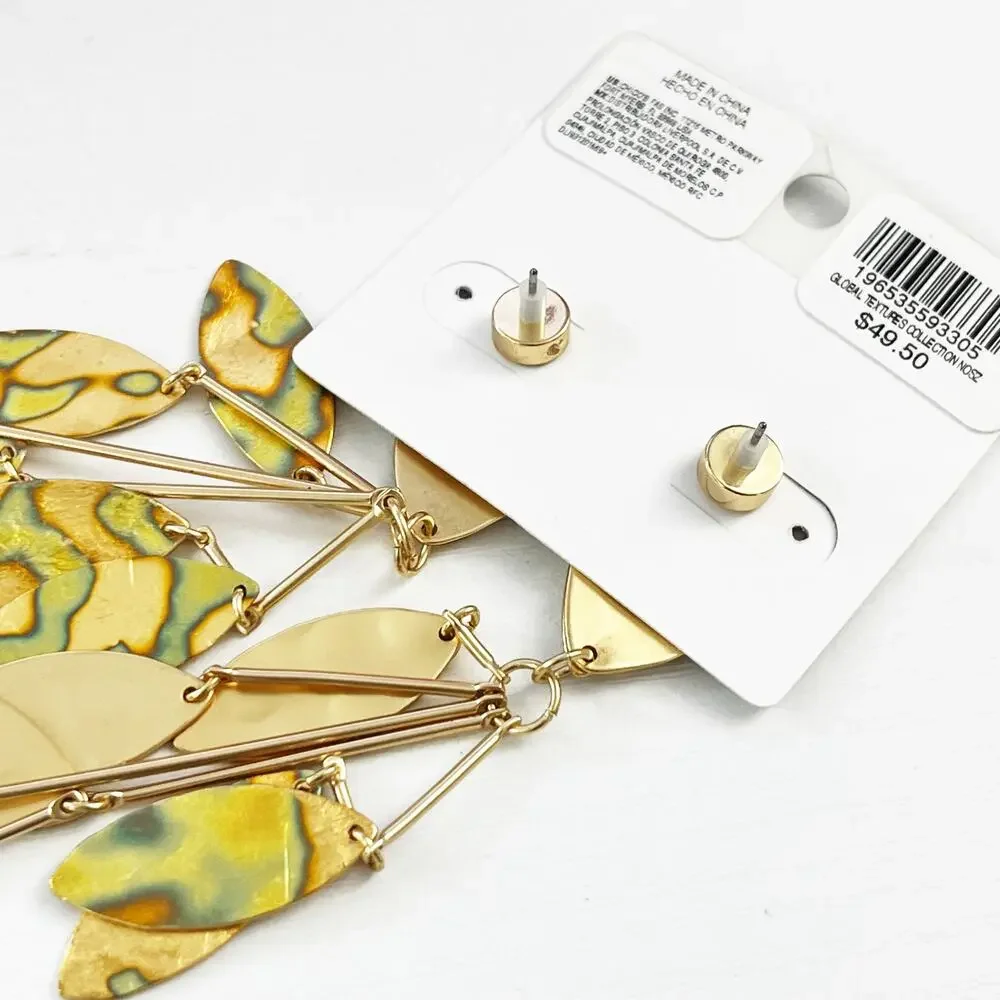 NEW Chico's Golden Marble Petal Drop Earrings